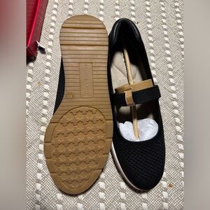 Kelly & Katie Black Knit Mary Jane with Tan Accent